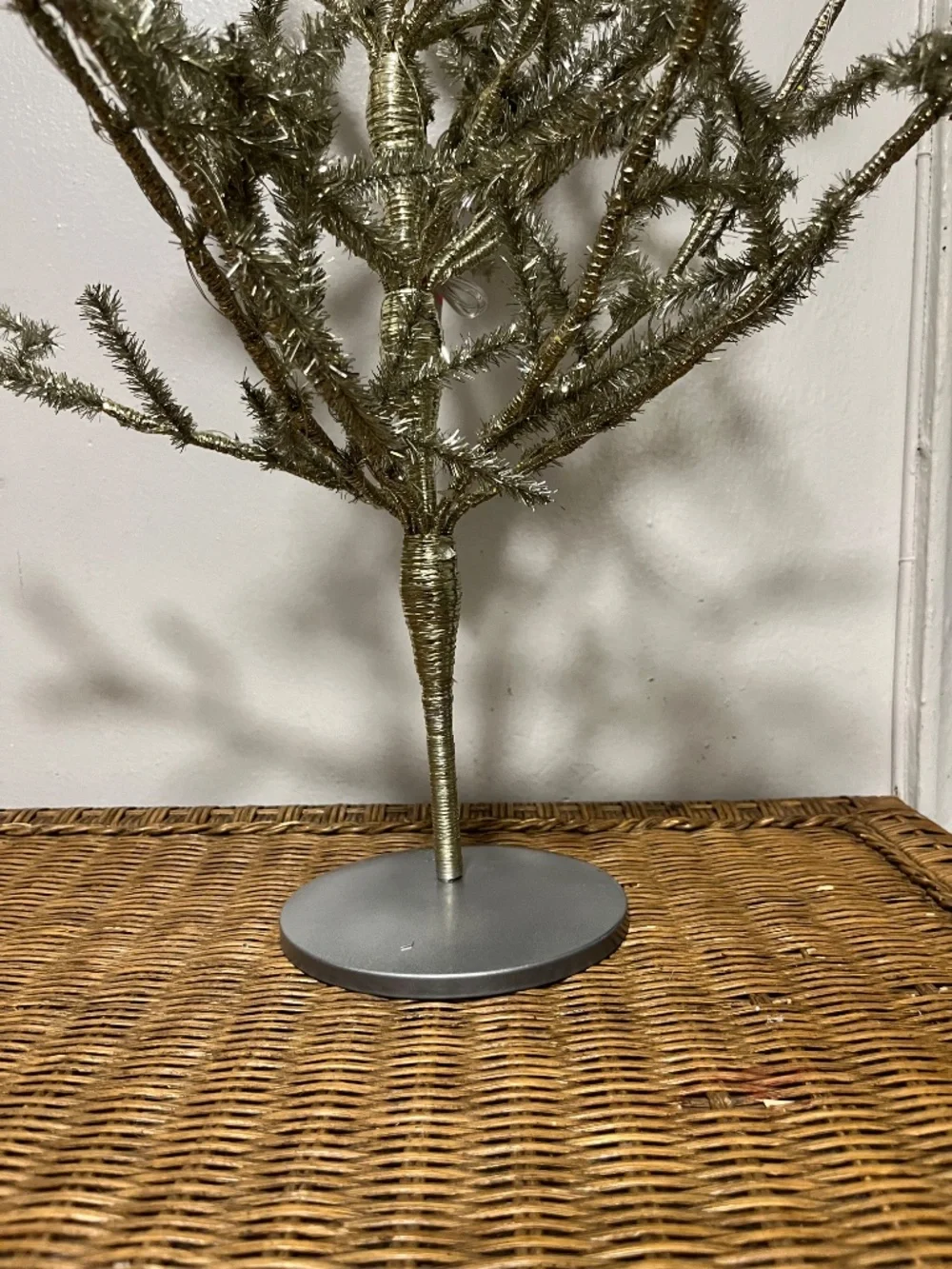 West Elm Pre-Lit Faux Champagne Tinsel Christmas Tree.  Sz. Approx. 3ft..  NWOT